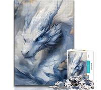 White Dragon 1000 Piece Jigsaw Puzzle for Adults Teens,Learning Educational Toys Family Games with Matching Poster And Trivia Sheet (50x75cm)