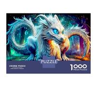 White Dragon 1000 Piece Premium Jigsaw Puzzles Frost Dragon Artwork Jigsaw Puzzles Bundle for Adults Kids Teen Fans 12+ Brain Training Recycled Cardboard Indoor Leisure Party Puzzle 70x50cm/1000pcs