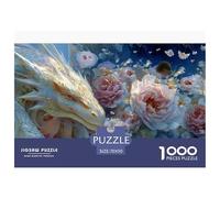 White Dragon 3D Puzzle 70x50cm/1000pcs, Colorful Flowers - Creative And Stress-relief Game, Educational for Adults, Home Decoration And Gift