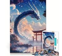 White Dragon And Torii Gate Adults 1000 Piece Jigsaw Puzzle Memory Fun Game Clean Cut Sturdy Components Unique Gift for Stress Relief (38x26cm)