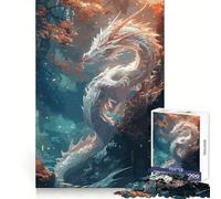 White Dragon Beast Fantasy Jigsaw Puzzles for Teenagers 1000 Pieces Brain Wellness Mind Calming Fun Perfect Lock (38x26cm)