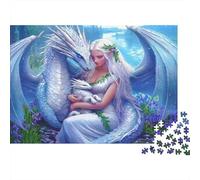 White Dragon Elf Fantasy Forest 1000 Piece Jigsaw Puzzle Paper for Adults Relaxing Focus Boost Home Decor 38x26cm/1000pcs