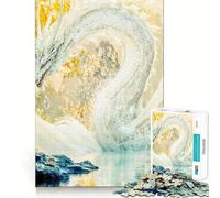 White Dragon Fantasy 1000 Piece Jigsaw Puzzles Mind Challenge Toy High Precision Die Cut Amusing Challenge for Waiting Time (38x52cm)