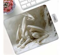 White Dragon Gaming Mouse Pad, High Precision Smooth Surface with Anti-Fray Stitched Edges, Professional Mouse Mat for Gaming & Esport, Non-Slip Rubber Base, Water Resistant MousePad 30 x 25 cm d0d-56