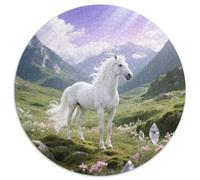 White Dragon Horse A Thoughtful 1000pc Round Puzzle with Horse, Ideal for Relaxation Corners, Great for Artistic Souls 1000pcs (67.5x67.5cm)