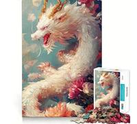White Dragon in Bloom 1000-piece Jigsaw Puzzles Brain Focus Game Expert Cutting Craftsmanship Fascinating Hobby for Idle Moments (50x75cm)