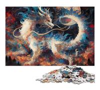 White Dragon in Cosmic Clouds 1000 Pieces Puzzles for Adults Paper Jigsaw Puzzles Perfect for Halloween Christmas Birthday Gift 1000 PCS(38x26cm)