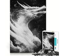 White Dragon in Space 1000 Piece Adult Puzzles Logic Puzzle Play Precision Cut Smooth Edges for Family Gatherings (38x26cm)