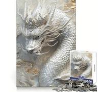 White Dragon King 1000 Piece Jigsaw Puzzles Clear Thinking Soft Distraction Precise Edges Meaningful Gift (38x26cm)