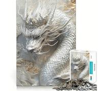 White Dragon King Jigsaw 1000 Pieces for Teenagers Mind Boost Fun Zero Gap Captivating Leisure for Cozy Indoors (50x75cm)