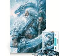 White Dragon Lord Jigsaw Puzzle 1000 Mental Recall Game High Accuracy Cutting Craft Interactive Brain Challenge for Home (38x26cm)