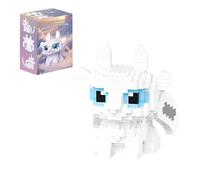 White Dragon Mini Building Blocks Set, 577PCS STEM Dragon Enthusiast Micro Building Bricks Kit, Creative Movie Beasts Animal Model Toys, Ideas Gifts for Adults & Office Home Decer