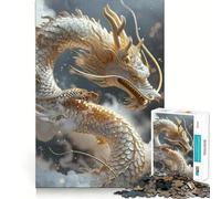White Dragon on Clouds 1000 Piece Jigsaw Puzzles Mind Challenge Toy High Precision Die Cut Amusing Challenge for Waiting Time (50x75cm)