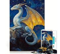 White Dragon on Mountain Peak Jigsaw Puzzle 1000 Mental Recall Game High Accuracy Cutting Craft Interactive Brain Challenge for Home (50x75cm)