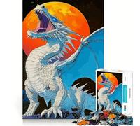 White Dragon Roaring at The Moon Jigsaw Puzzles1000 Pieces Recall Skill Fun Professional Grade Cutting Thoughtful Gift for Mind Activity (38x26cm)