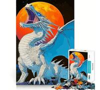 White Dragon Roaring at The Moon Jigsaws for Adults1000 Pieces Brain Memory Game Fine Cut Premium Finishing Engaging Way to Pass Free Hours (38x52cm)