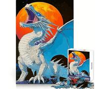 White Dragon Roaring at The Moon Puzzles for Teenagers 1000 Piece Logic Practice Calm Downtime Clean Edges Ideal Present (50x75cm)