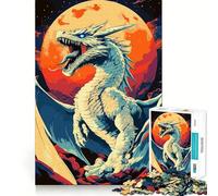 White Dragon Roaring Under A Full Moon Adult Jigsaw Puzzles1000 Pieces Brain Game Gift High Precision Die Cut Relaxing Indoor Group Activity (38x52cm)