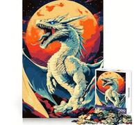 White Dragon Roaring Under A Full Moon Jigsaw Puzzles for Teenagers 1000 Focus Ability Relaxed Leisure Interlock Well Best Gift (38x52cm)