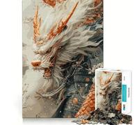White Dragon Samurai 1000 Piece Jigsaws for Adults Brain Recall Game Tight Interlock No Gaps Calming Mental Break Activity (38x26cm)