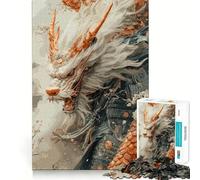 White Dragon Samurai Jigsaw Puzzle1000 Pieces Mind Train Fun Clean Cut Sturdy Components Captivating Leisure for Cozy Indoors (50x75cm)