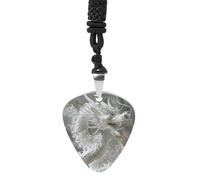 White Dragon Style Guitar Pick Necklace Exquisite Cool Pendant Necklaces Titanium Steel Personalized Necklaces Fashion Guitar Pick Holder Necklace Unisex Unique Gifts
