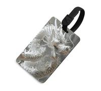 White Dragon Style Luggage Tag TPU Luggage Tag for Suitcases with Black Secure Strap Personalized Travel Essentials Bag Tag Address Card Quick Install for Cruise Airport