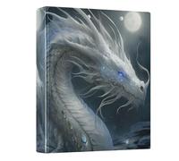White Dragon with Blue Eyes 3 Ring Binders 1.5 Inch Clear View Three Ring Binders Versatile Binder Fits 200 Sheets 1 Pack
