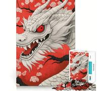 White Dragon with Red Eyes 1000 Piece Teenager Puzzles Mental Focus Game Precision Cut Smooth Edges Christmas Stocking Stuffer Game (38x26cm)