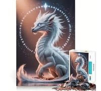 White Dragon with Runes Jigsaw 1000 Pieces for Teenagers Mental Boost Game Firm Fit Secure Assembly Family Fun Night Activity (38x52cm)