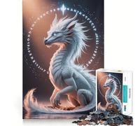 White Dragon with Runes Jigsaws for Adults1000 Pieces Brain Memory Game Fine Cut Premium Finishing Engaging Way to Pass Free Hours (50x75cm)