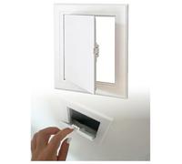 White Drain Pipe Inspection Hatch Cover, PVC Access Panel for Wall/Ceiling | PVC material，Side-opening design; multiple sizes; for pipe access, walls, ceilings(Fits Opening 200x250mm)