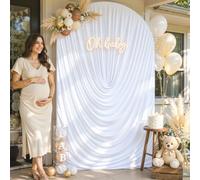 White Draped Arch Covers 6ft Stretchy Backdrop Wedding Arch Backdrop Cover Spandex Arch Covers for Bridal Shower Baby Shower Engagement Photography Party Decorations