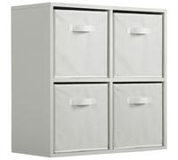 (White Drawers) Charles Jacobs Grey 4 Cube Open Book Shelf Storage Unit