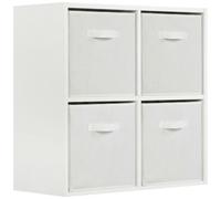 (White Drawers) Charles Jacobs White 4 Cube Open Book Shelf Storage Unit