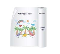 White Drawing Paper Roll (38cm x20m) - Recycled Thick Art Paper for Drawing, Painting, Sketching & Wrapping | Drawing Paper for Kids, School, Roll for Easels, Toddlers & Adults