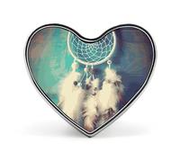 White Dream Catcher Feather_79253692 Heart Shape Lapel Pin Personalized Pinback Button Badges Retro Punk Button Pin Kawaii Heart Badges for Men Women Clothes Bags Hats & Gift