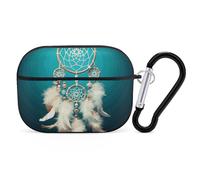 White Dream Catcher Feather Case Cover with Keychain Shockproof Hard Shell Protective Case for 2nd/1st Generation Case for Women Men Bluetooth Earbuds Case