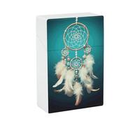 White Dream Catcher Feather Cigarette Case 85mm King Size, Crushproof Plastic Cigarette Box Holder for Men Women Cigar Protective Cover Waterproof Cigarettes Holder 20 Capacity