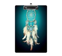 White Dream Catcher Feather Clipboard Colorful Sturdy Acrylic Clipboard Decorative Clip Board with Metal Clip Cute Plastic Clipboards A4 for Nurses Office（Standard Size 8.5" X 12.5"）