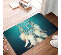 White Dream Catcher Feather Door Mat Indoor Outdoor Welcome Mat Resist Dirt Entryway Mat Low Profile Floor Mat Front Doormat Non-Slip Bath Mats Absorbent Flannel Area Rug 24 x 16 in
