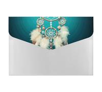 White Dream Catcher Feather File Folder, Plastic Accordion File Folders with 6 Pockets, Expanding File Organizer with Snap Closure, Portable Document Paper Organizer, Office Supplies Filing Folders