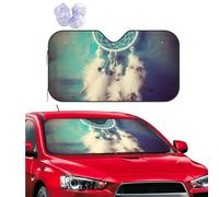 White Dream Catcher Feather Windshield Sun Shade for Car Personalized Window Sunshades Foldable Sun Heat Uv Rays Visor Protector to Keep Your Vehicle Cool for Universal Cars SUV Truck 51x27.5 Inch