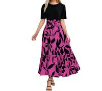 White Dress for Women Short Sleeve Flowy Ruffle Swing a line Dresses Long Loose Fitting Basic y2k Tassel Hollow Jean Dress