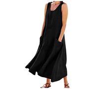 White Dress For Women Tea Dresses Women 70S Fancy Dress Women Plain Sleeveless Cotton Linen Dresses With Pockets Loose Tank Dresses Elegant Summer Dresses Maxi Dresses Black Dresses Black 5Xl