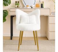 White Dressing Table Vanity Stool With Backrest Cushion