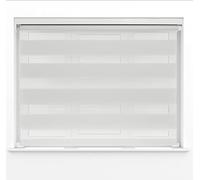 White Dual Layer Zebra Day & Night Roller Blinds Light Filtering Material with Metal Brackets & Fittings 140cm Width x 160cm Length
