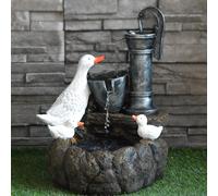White Duck Family Solar Garden Light Water Feature Decoration 4 White LED - 48.5cm by Bright Garden