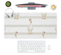 White Duck in Santa Hat Desk Pad Big Mouse Mat with Non-Slip Rubber Base Smooth Face Mouse Pad Big 90X40 cm Large Mousemat Desk Accessories for Boys Girls Gifts Mousepad for School Home Office Gaming