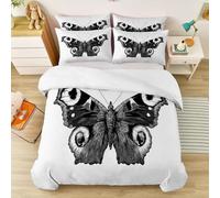 White Duvet Cover King Size - Chic Refined Animal Butterfly Bedding Sets 230 x 220 cm Soft Reversible Microfiber Quilt Covers with Pillowcases for All Seasons